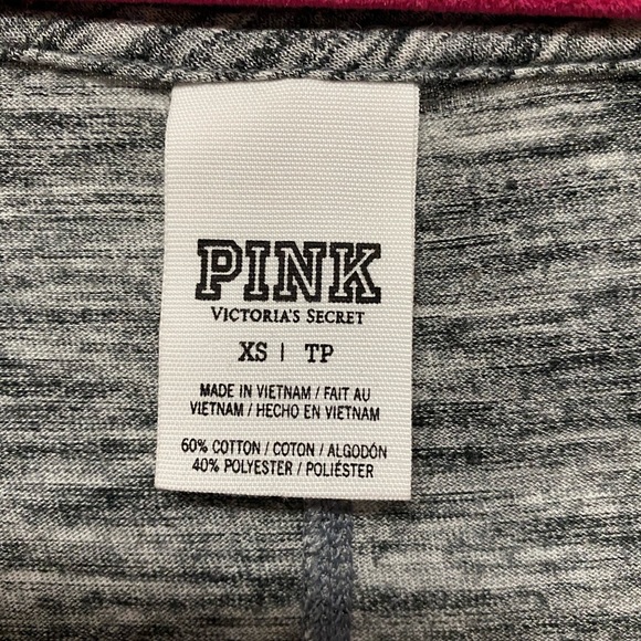 VS PINK. V-neck t-shirt.  Grey w/ black.  XS - Picture 8 of 8